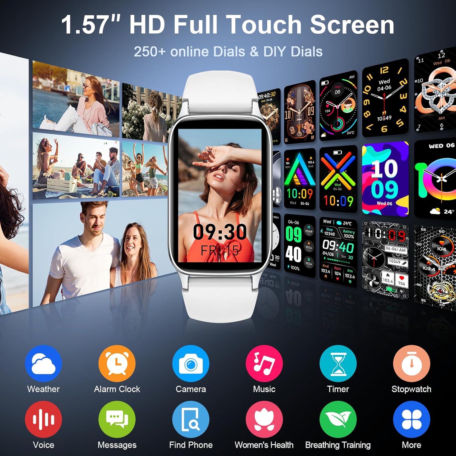 Smart Watch for Men Women(Answer/Make Call), 2025 HD Touch Fitness Activity Tracker 1.57” Smartwatch with Heart Rate/Sleep Monitor/Pedometer/113+ Sports, IP68 Waterproof Fitness Watch for Android iOS - Image 4