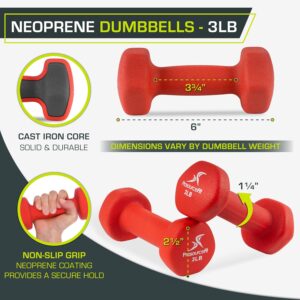 ProsourceFit Neoprene Dumbbell Coated for Non-Slip Grip, 3 lb