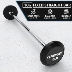 Synergee Fixed Barbell Pre Weighted Straight Steel Bar with Rubber Weights – Fixed Weight