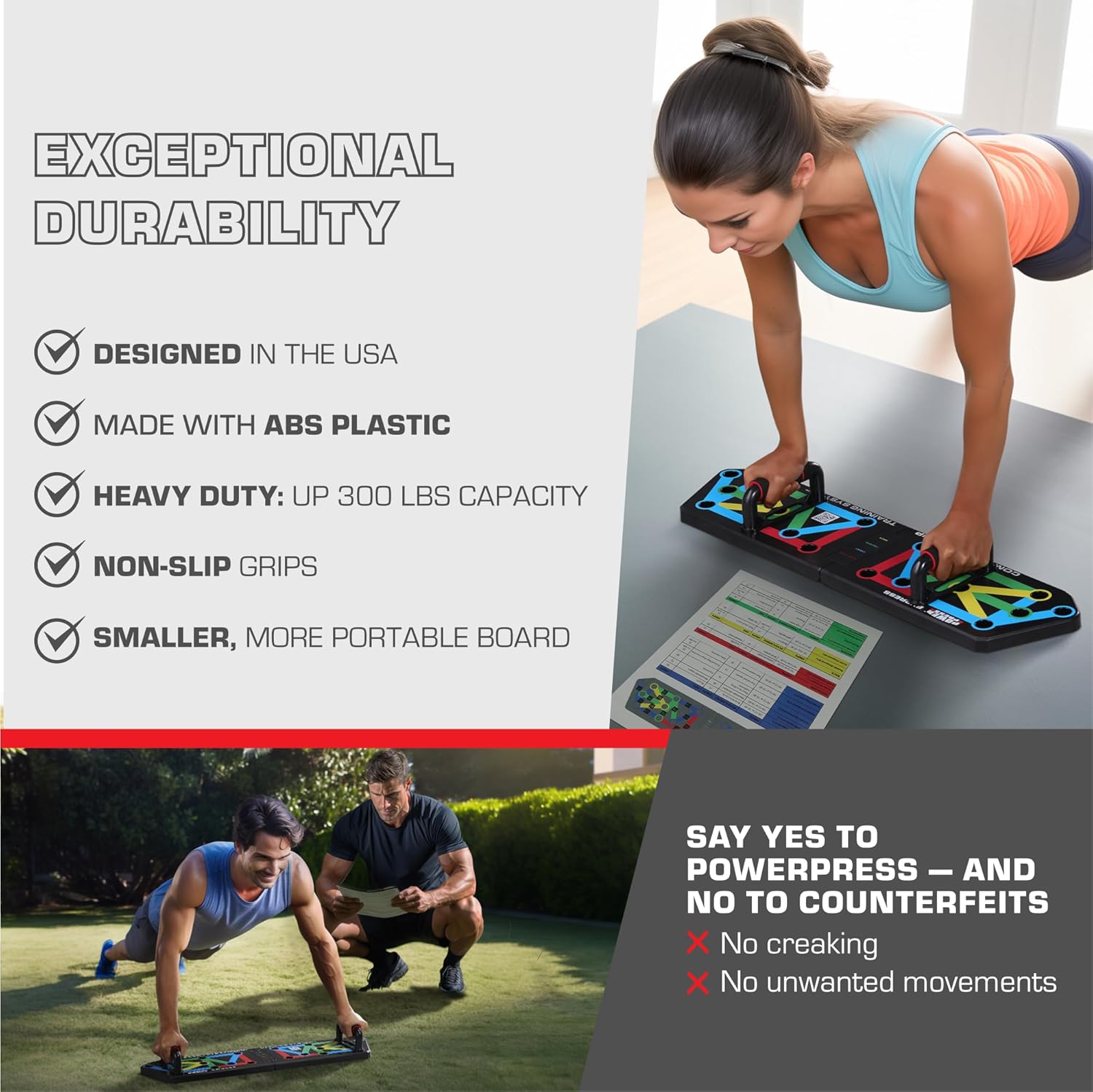 Push Up Board – Foldable Push Up Board for Men and Women, Push Up Handles with 30+ Color Coded Combo Positions for Exercise – At Home Workout Equipment Men, Pushup Board, Original - Image 4