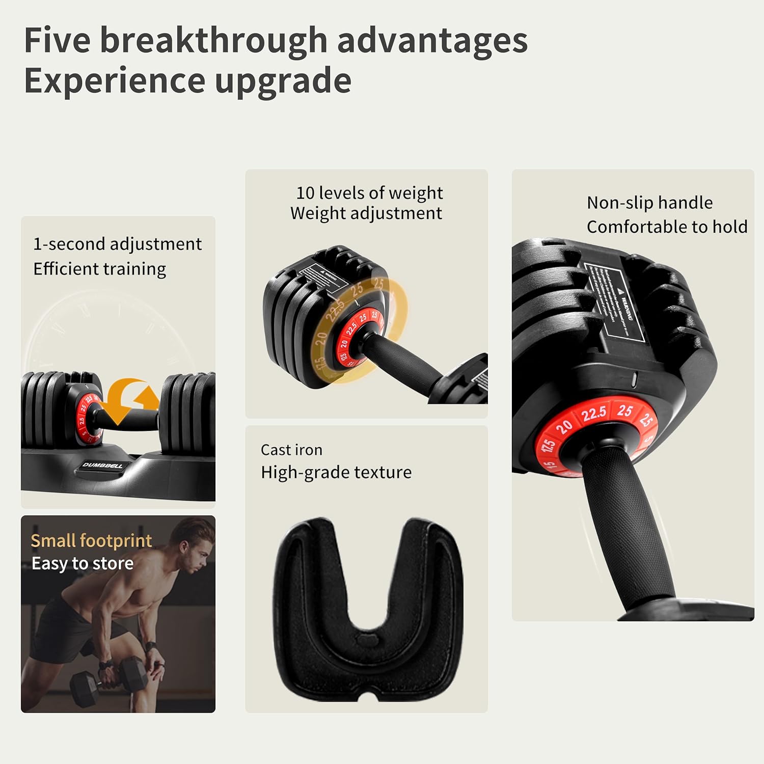 5.5LB Adjustable Swing Dumbbell with Non-Slip Grip | Also Available 5LB & 25LB Standard Adjustable Dumbbells | Home Gym Strength Training Set - Image 3