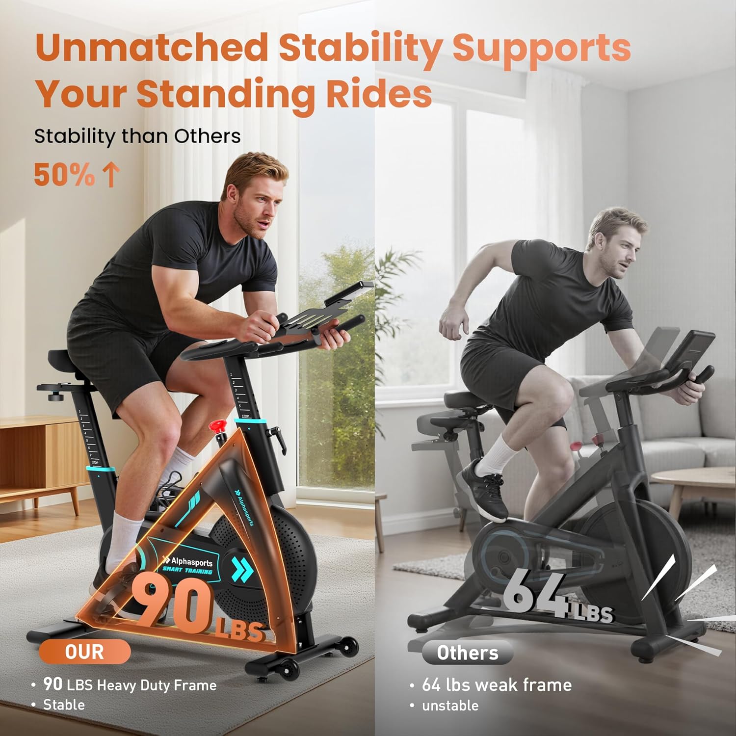 Exercise Bike, Adjustable Magnetic Stationary Bike for Home, Indoor Cycling Bike with Low Noise, Heart Rate Handle and LCD Monitor, Cycle Bike with 400lbs Weight Capacity - Image 2