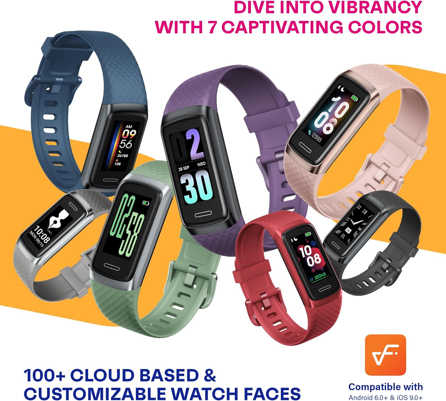 OCTANDRA Active 2 VeryFit Fitness Tracker Heart Rate SpO2 Blood Oxygen Saturation Sleep Monitor 1.05" Screen Activity Step Counter Pedometer IP68 Waterproof Smart Watches for Men Women (ID155) (Pink) - Image 7
