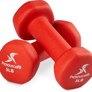 ProsourceFit Neoprene Dumbbell Coated for Non-Slip Grip, 3 lb
