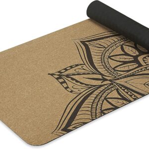 Gaiam Cork Yoga Exercise Mat | Natural Sustainable Cork Resists Sweat and Odors | Non-Slip TPE Backing Prevents Slipping| Great for Hot Yoga, Pilates, Fitness Working Out (68″ x 24″x 5mm Thick)