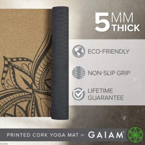 Gaiam Cork Yoga Exercise Mat | Natural Sustainable Cork Resists Sweat and Odors | Non-Slip TPE Backing Prevents Slipping| Great for Hot Yoga, Pilates, Fitness Working Out (68″ x 24″x 5mm Thick)