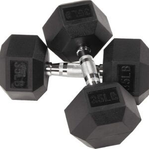 Fitvids 2nd Generation Rubber Coated Dumbbell Weight Chrome Grip Hand Weight, 35lbs, Pair