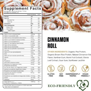 Ambrosia Planta – Plant-Based Protein Powder 20g | Dairy Free Vegan Protein Powder with BCAA Amino Acids | Keto-Friendly, No Added Sugar | 25 Servings | Cinnamon Roll