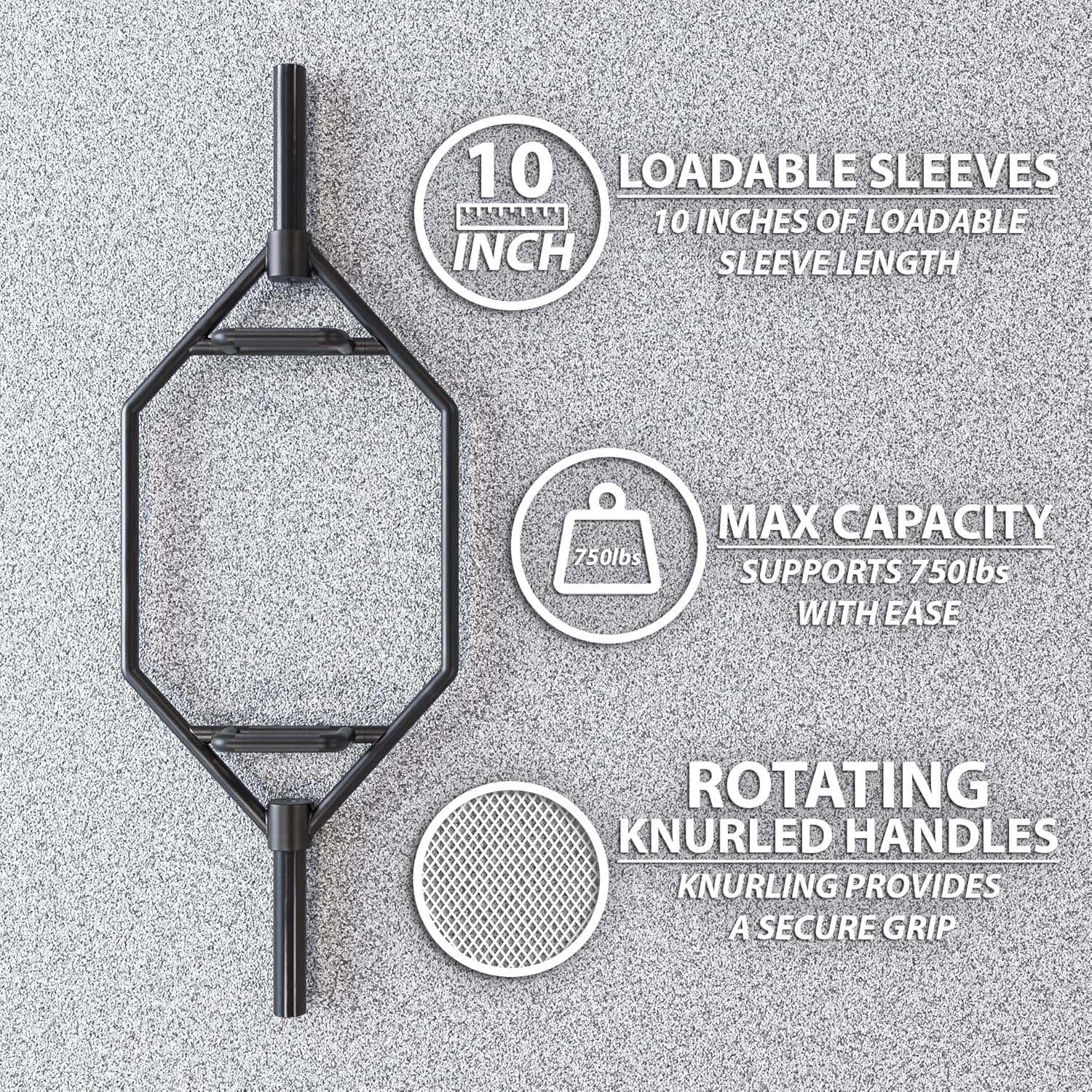 Synergee 20kg and 25kg Chrome or Black Olympic Hex Barbell Trap Bar with Rotating, Flat or Raised Handles for Squats, Deadlifts, Shrugs. - Image 2