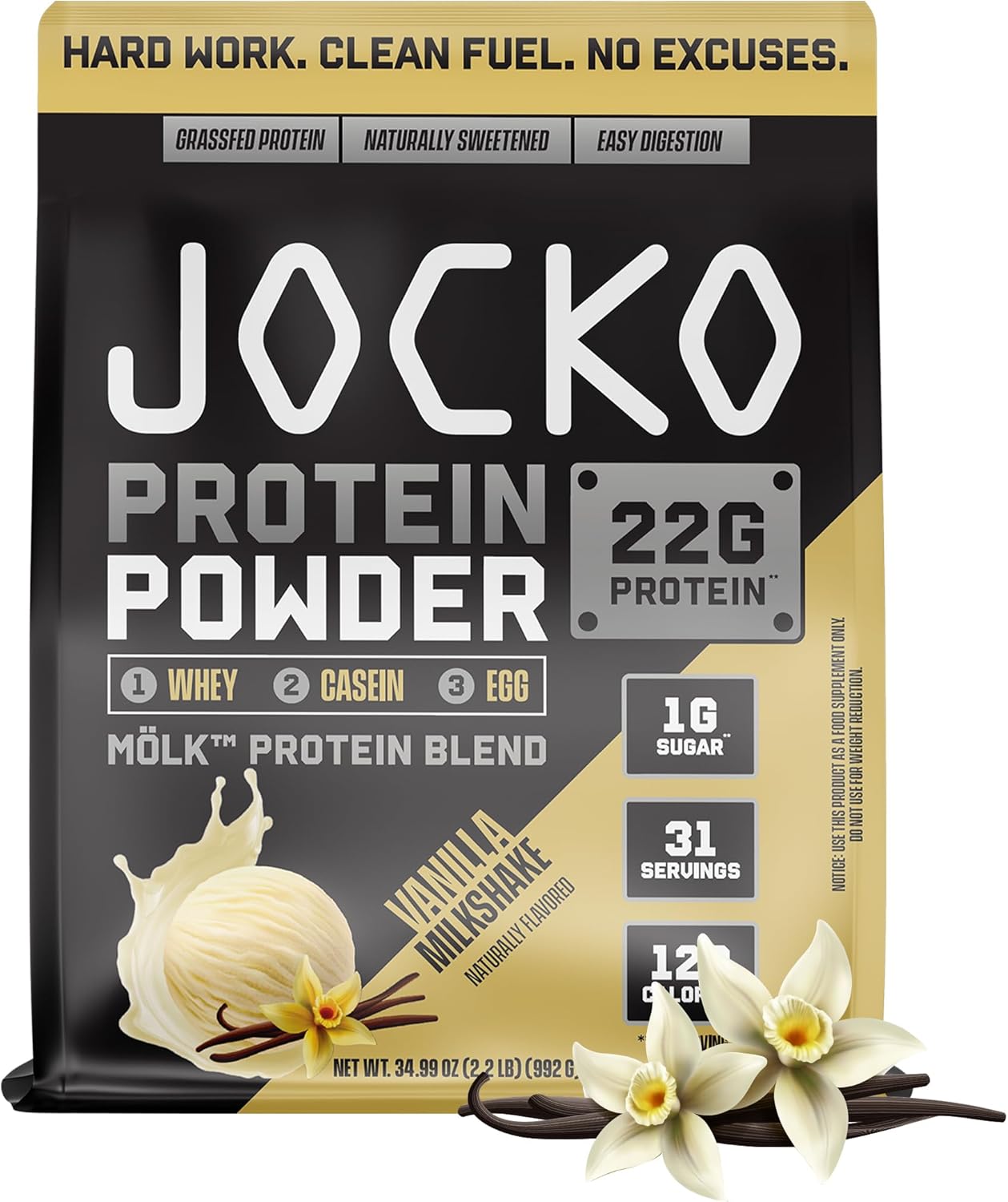 Jocko Fuel Protein Bundle (2 Pack) - Chocolate Peanut Butter (2lb) + Vanilla (2lb) - Supports Muscle Recovery & Growth - Image 3