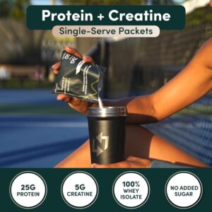 Nutrition On The Go Whey Protein Isolate Packets with Creatine – 25g Protein + 5g Creatine – Single-Serve Travel Protein Powder – Variety Pack (Vanilla & Chocolate) (30-Pack)