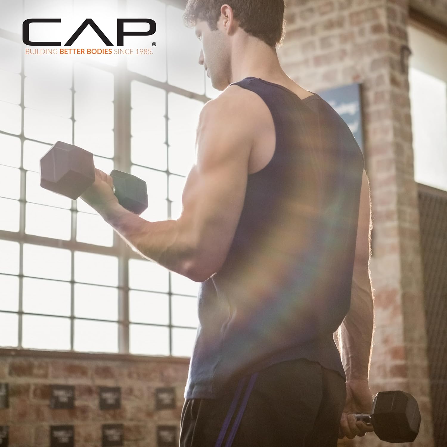 CAP Barbell 80 LB Rubber Coated Hex Dumbbell Hand Weight - Pair | Chrome Handle - Image 5