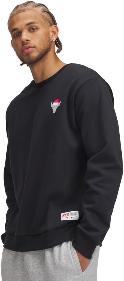 Under Armour mens Project Rock Red One Sleighin Gains Crew Neck Sweatshirt