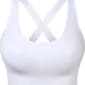 Sports Bra for Women Unpadded Medium Support Criss Cross Back Strappy Workout Bra High Impact Gym Activewear Top