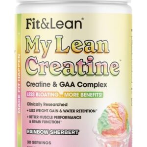 Fit & Lean Creatine for Women, My Lean Creatine Powder Complex with GAA, Muscle Performance, Cognitive Function and Less Bloating, Reduced Water Retention (6.46 Ounce (Pack of 1), Rainbow Sherbert)