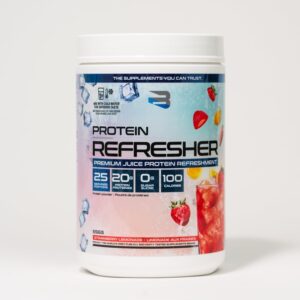 Believe Supplements Protein Refresher (25 Servings) – Revolutionary Juice-Type Whey Protein Powder for Fitness, Bodybuilding, Gym, or for Bigger Protein Intake (25 Scoops, Strawberry Lemonade)