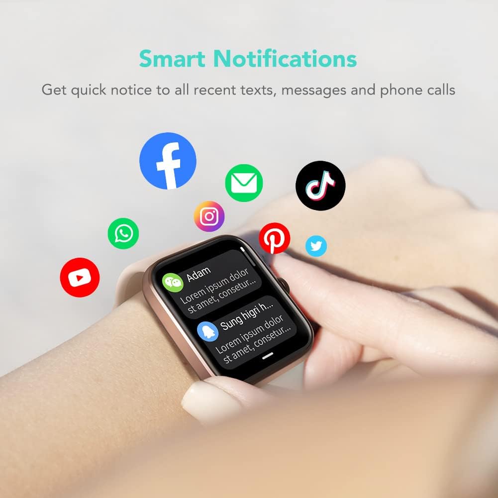 SKG Smart Watch for Women, Fitness Tracker with 5ATM Swimming Waterproof, Sleep Monitor, 1.7'' Touch Screen Smartwatch Fitness Watch for Android-iPhone iOS,V7 Pink - Image 4