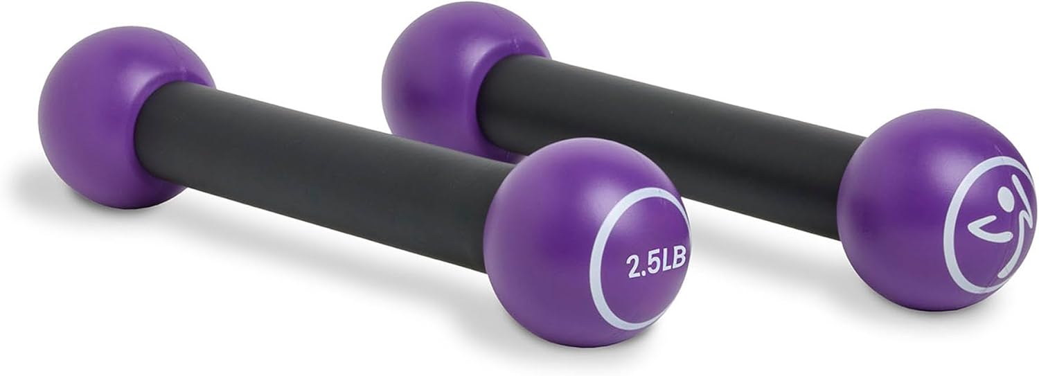 Zumba 2.5 lb Dumbbells Set of 2 - Hand Weights for Women, For Home Fitness Workout Excercise Weights Dumbbells Set, Purple - Image 5