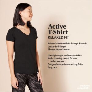 Amazon Essentials Womens Active Quick Dry Tech Stretch Short-Sleeve V-Neck T-Shirt (Available in Plus Size)
