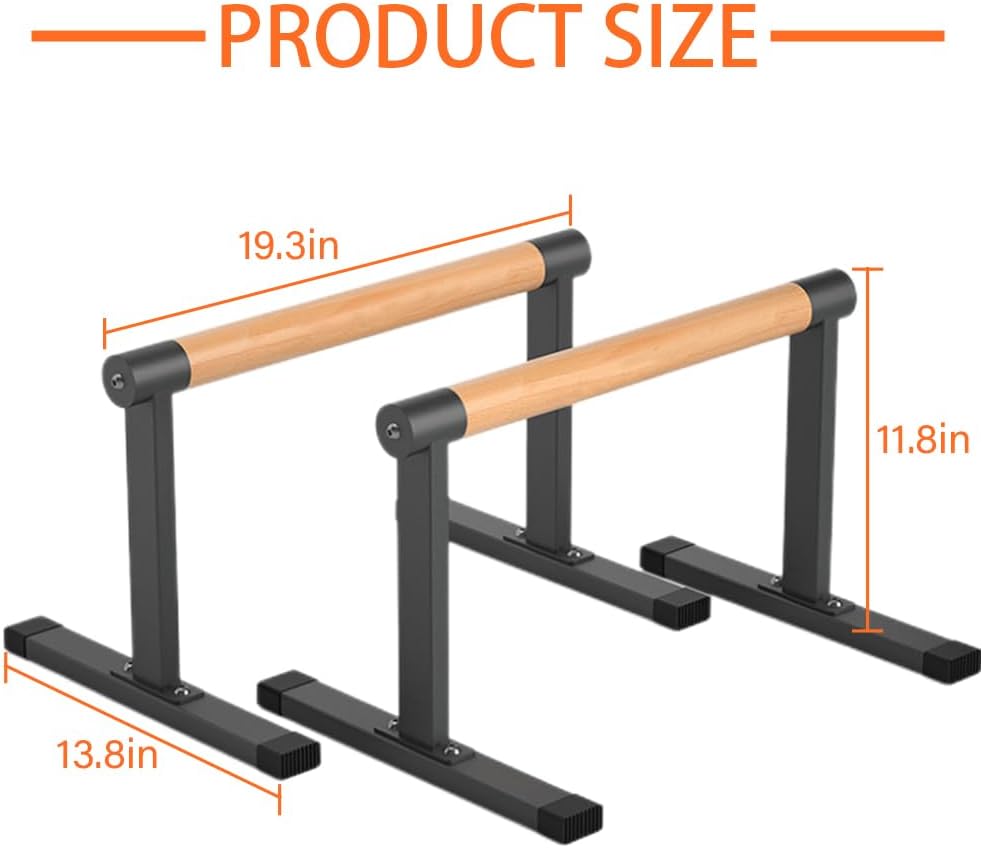 Wooden Parallel Bar and Dip Bar with Thick Beech Handles, Push-up Bar, Rock-Free Fitness Equipment for Handstand, L-Sit, Gymnastics, Strength Training Home Gym,500lbs - Image 6