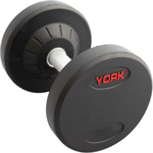 York Barbell Pro Style Dumbbell – 30mm Knurled Chrome Handles Virgin Rubber Coating Solid Steel Core Durable Professional Weights for Strength Training Home Gym – 5 lbs to 150 lbs Pack 1, 2 & 4