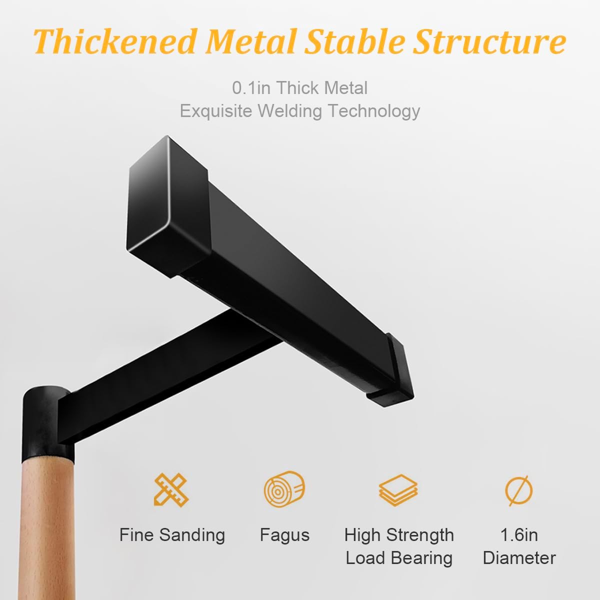 11.8" High Wooden Parallel Bar and Dip Bar with Thick Beech Handles, Push-up Bar, Rock-Free Fitness Equipment for Handstand, L-Sit, Gymnastics, Strength Training Home Gym,440lbs - Image 3