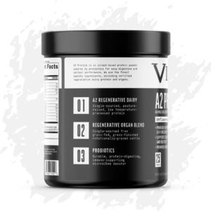 A2 Protein Powder, Unflavored, 25 G Protein per Serving, Organic A2/A2 Whey Casein Blend with Probiotics and Celtic Sea Salt, Gluten Free Workout Supplement, Non GMO, 20 Servings, 27.4 Oz