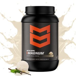 MTN OPS Magnum Vanilla Protein Powder, 23g of Whey Isolate Protein & Milk Protein with BCAAs, Zero Sugar & Gluten Free, 30-Servings
