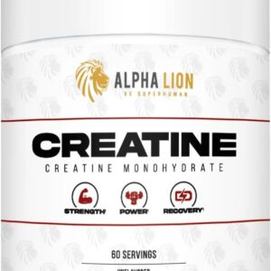 ALPHA LION Creatine Monohydrate Powder, 5000mg Per Serving (5g), Supports Muscle Strength, Power, Athletic Performance, Pure Creatina Monohydrata en Polvo Supplement (60 Servings, Unflavored)