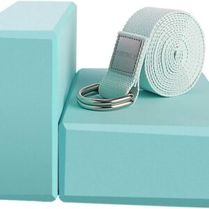 Yoga Blocks 2 Pack Set – (Yoga Block with 1 Yoga Strap) High Density Soft EVA Foam Block for Yoga, General Fitness, Pilates, Stretching and Toning Workouts