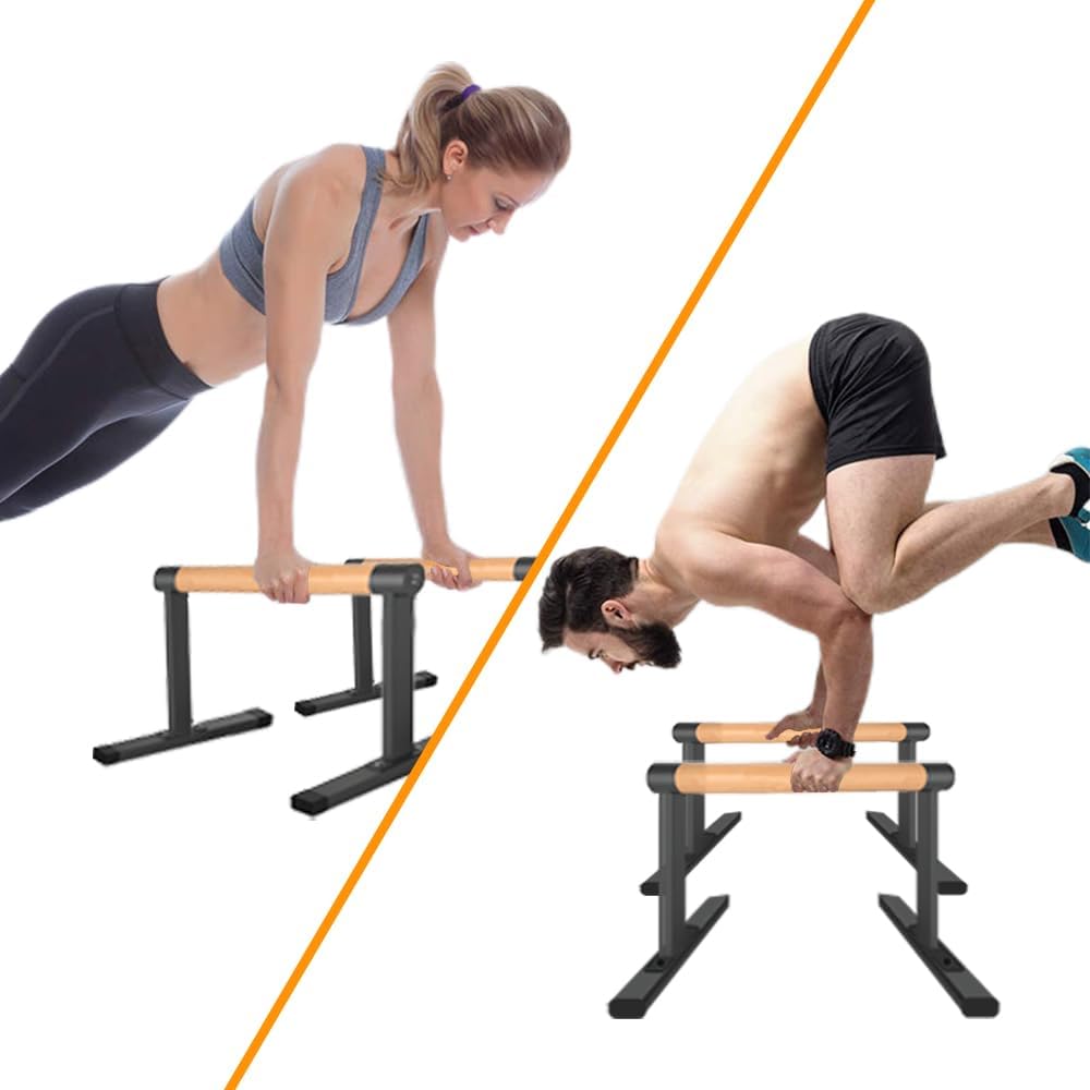 Wooden Parallel Bar and Dip Bar with Thick Beech Handles, Push-up Bar, Rock-Free Fitness Equipment for Handstand, L-Sit, Gymnastics, Strength Training Home Gym,500lbs - Image 3