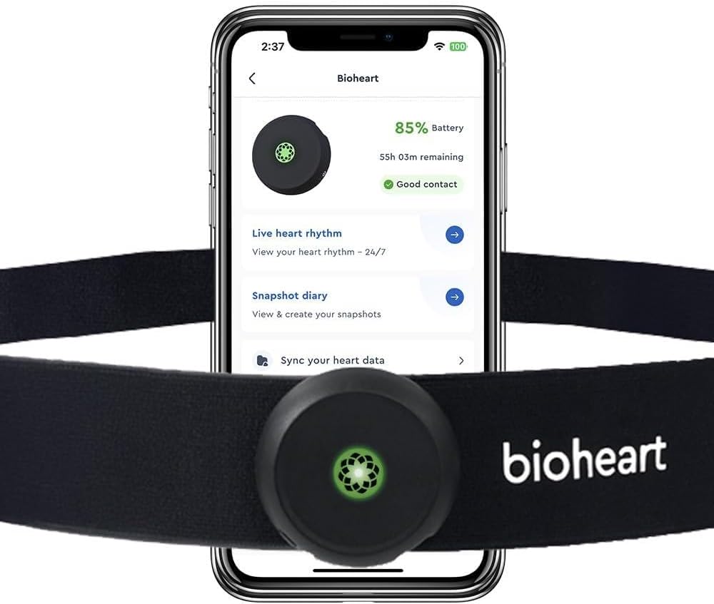 Bioheart | 24/7 Continuous Heart Monitor | No Prescription Needed | Smart Wearable | Chest Strap | One Month Subscription Included