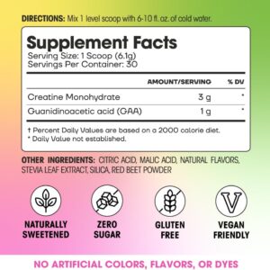 Fit & Lean Creatine for Women, My Lean Creatine Powder Complex with GAA, Muscle Performance, Cognitive Function and Less Bloating, Reduced Water Retention (6.46 Ounce (Pack of 1), Rainbow Sherbert)