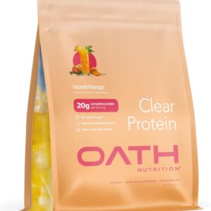 Oath Nutrition Clear Whey Isolate Protein Powder, Island Mango, 20g Complete Protein per Serving, No Added Sugar, Grass-Fed, 18 Servings