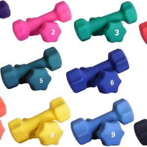 Ader Sporting Goods Neoprene Dumbbell Set- 1, 2, 3, 4, 5, 6, 7, 8, 9, 10 LB 10 Pairs, Rack not included