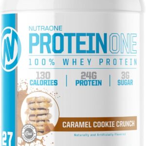 NutraOne ProteinOne Whey Protein Promote Recovery and Build Muscle with a Protein Shake Powder for Men & Women (Caramel Cookie Crunch, 2 LB)