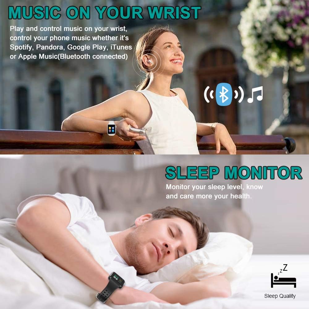 AI Smartwatch for Men Women 2.09'' Smart Watch Fitness Tracker with Calling/Text Pedometer Heart Rate/SpO2/Sleep Monitor Voice Assistant Game 2 Bands Compatible Android iOS Phones (White) - Image 4
