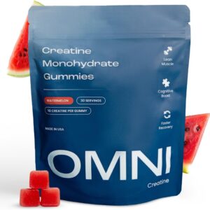 Creatine Monohydrate Gummies – Supports Muscle Growth, Recovery & Brain Function – Convenient & Easy to Take – Great Tasting Watermelon Flavor – 1g per Gummy, Low Sugar – 90 Count