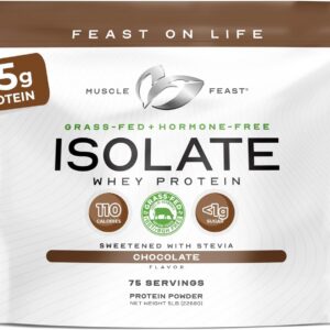 Muscle Feast Grass-Fed Whey Protein Isolate, All Natural Hormone Free Pasture Raised, Whey Isolate Protein Powder for Men and Women, Clean, Gluten-Free, Delicious Isolate Protein – Chocolate, 5lb