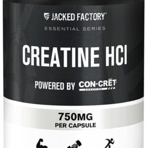 Jacked Factory Creatine HCl Capsules – CON CRET Creatine Pills 750mg – Lean Muscle Growth & Recovery, Boost Strength & Endurance, No Bloating or Cramps – 120 Capsules