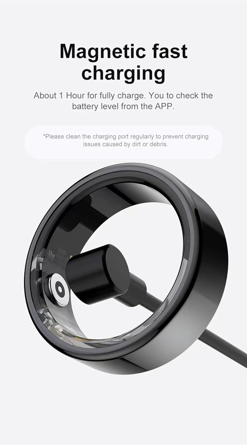 Smart Ring, Smart Ring w/Sleep Heart Rate Blood Pressure Oxygen Monitor Waterproof Fitness Tracker IP68 Pedometer Calories Step Counter Bluetooth Health Ring, Black #8 - Image 6