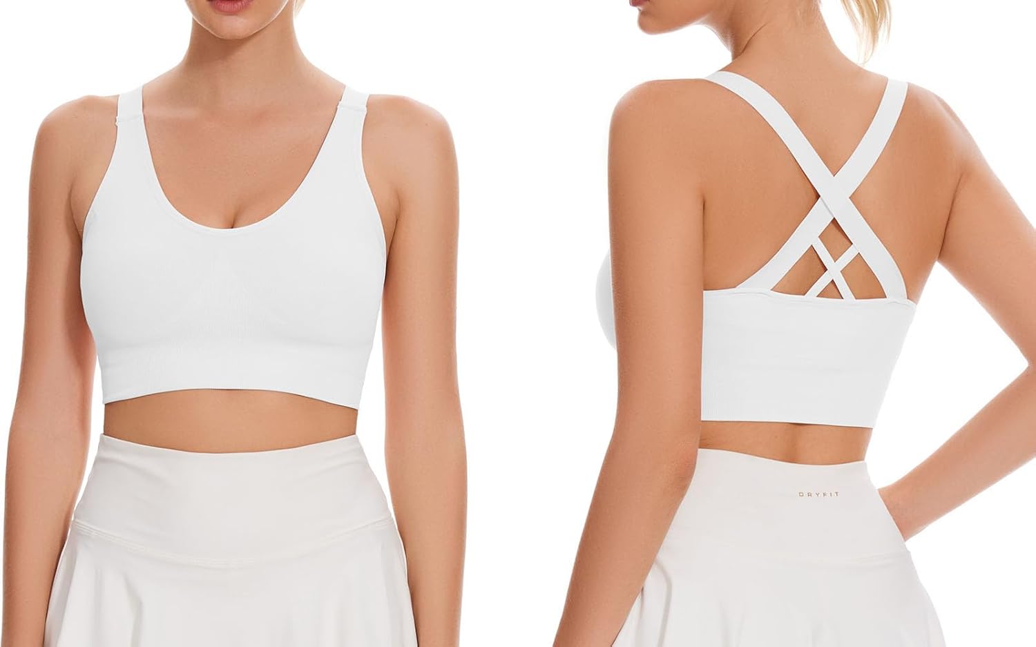Sports Bra for Women Unpadded Medium Support Criss Cross Back Strappy Workout Bra High Impact Gym Activewear Top - Image 2