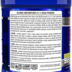 ALLMAX Essentials BCAA, Unflavored – 400 g Instantized 2:1:1 Powder – Helps Increase Muscle Mass & Reduce Soreness – Gluten & Soy Free – 80 Servings