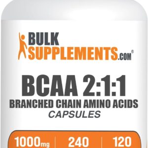 BulkSupplements.com BCAA 2:1:1 Capsules – Branched Chain Amino Acids, BCAA Supplements, BCAA Capsules, BCAA Pills – Gluten Free, 240 Capsules (Pack of 1)
