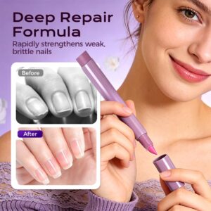 Cuticle Treatment for Hangnails Nail Cuticle Remover Pen Dry Damaged Nails, Upgrade 3 In 1 Nail Care Pen Cuticle Pusher Nail Oil Pen with Ceramic Tip (Purple 1PC)