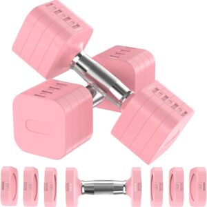 22LBS Adjustable Dumbbells Set, Adjustable Weight Dumbbells with 4 Levels 4.4lb, 6.6lb, 8.8lb, 11lb, Hand Weights Sets for Women/Men Home Gym Full Body Workout