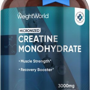 WeightWorld Micronized Creatine Monohydrate 3000mg Vegan Tablets | Muscle Strength & Recovery Booster | 3 Months Supply – 270 Tabs | Creatine for Women & Men | Non-GMO, Gluten-Free | 3 Tablets a Day