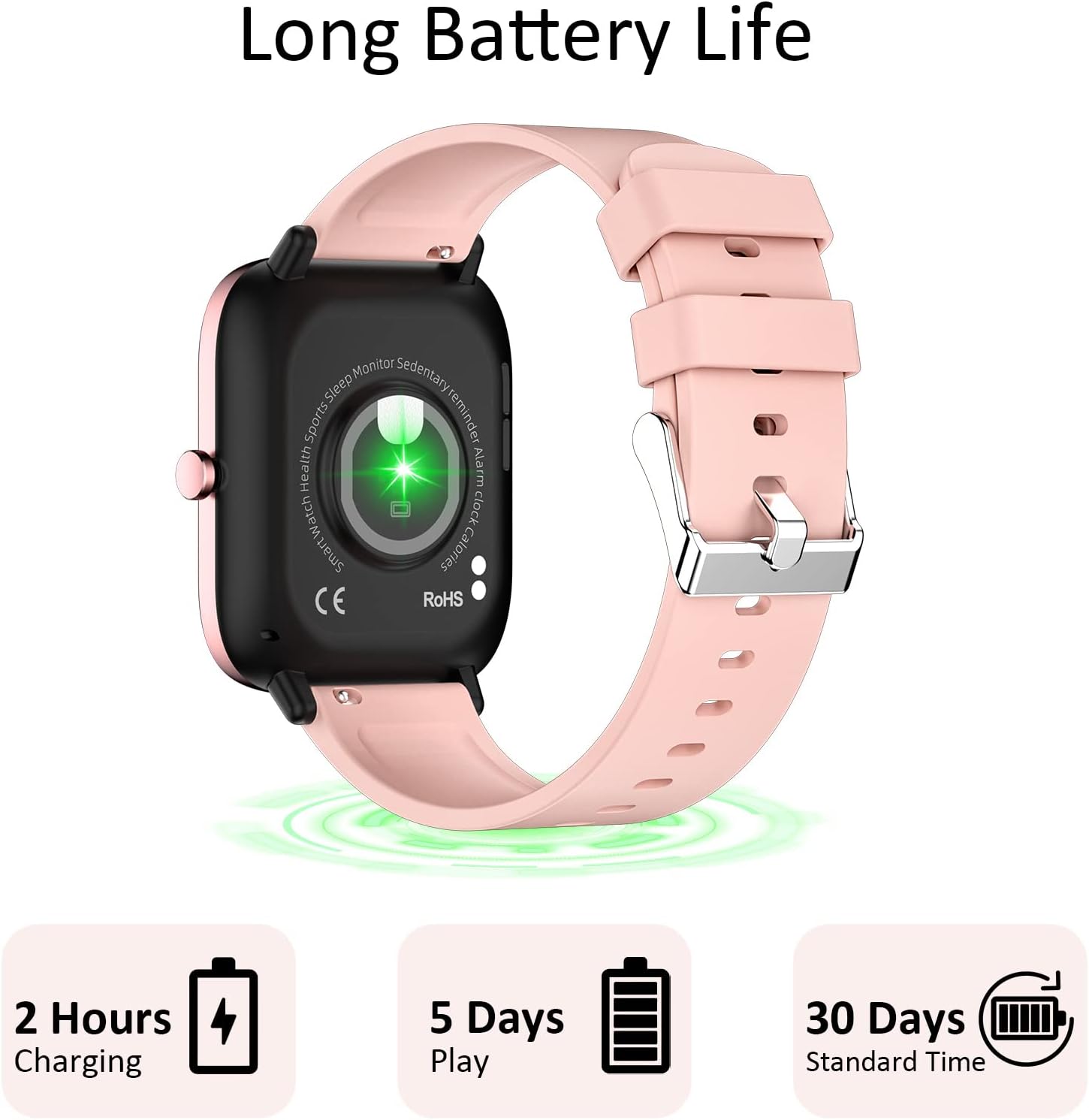 Smartwatch for Women - Call, Fitness Tracker, Heart Rate & Sleep Monitor, 1.69" Touch Screen, Waterproof - For Android & iPhone, Pink - Image 7