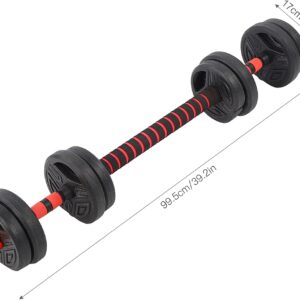ZJchao Roundness Dumbbell Set Adjustable Coated Cement Filled Weight Plates with Non Slip Connection Rod for Home Gym Fitness Workout Steel Rubber Cement Material 10kg 40cm