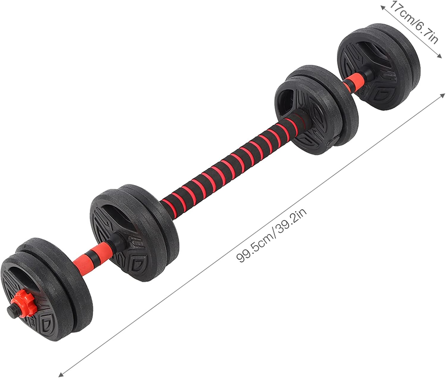 ZJchao Roundness Dumbbell Set Adjustable Coated Cement Filled Weight Plates with Non Slip Connection Rod for Home Gym Fitness Workout Steel Rubber Cement Material 10kg 40cm - Image 2